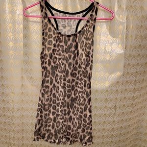 Sheer leopard print tank top